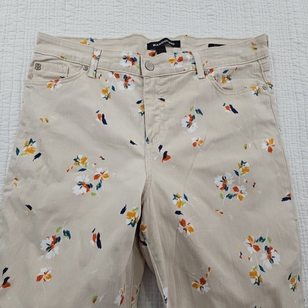 Bandolino Mandie Capri Pants Women's 16 Tan Floral AOP Straight Leg Cuffed EUC - Picture 9 of 16